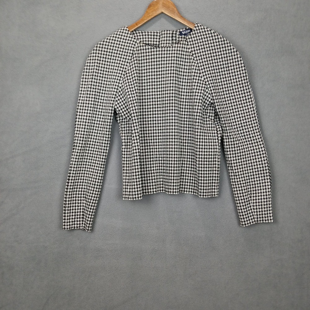 Tildon Cropped Top Womens Small Black White Houndstooth Stretch Raglan Sleeve